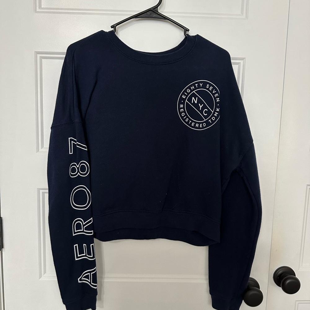 Aeropostale Navy Crewneck Tee with Logo Tag